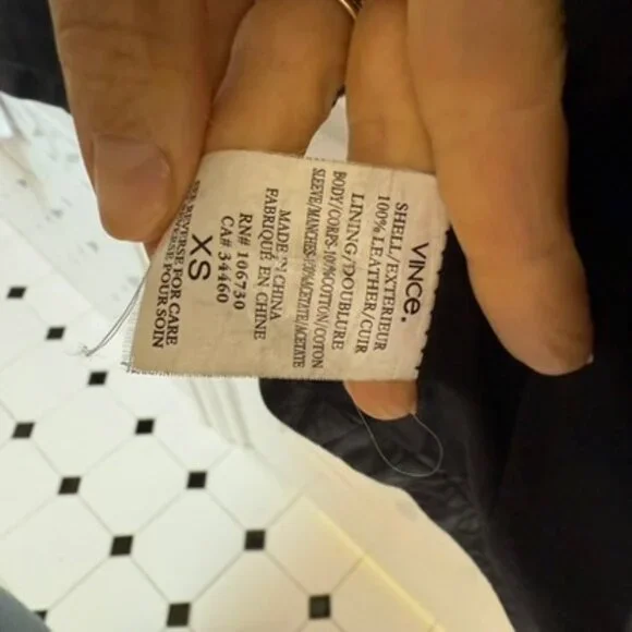 Vince Women’s Black Leather Moto Biker Jacket XS Full Zip Authentic - Picture 5 of 8